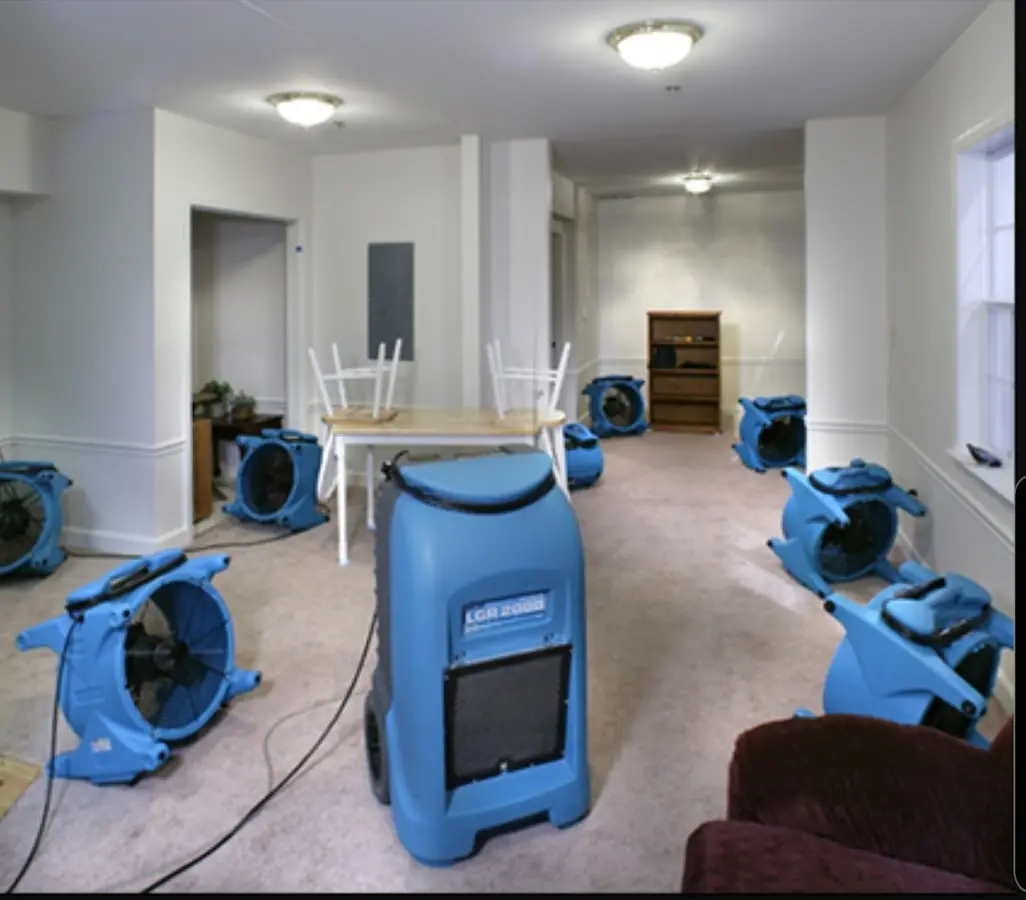 Air movers and dehumidifier setup for Water Extraction & Removal in Chocolay
